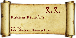 Kubina Kilián névjegykártya
